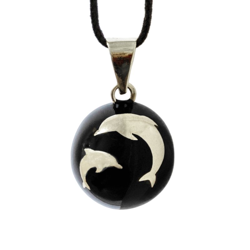 Produkt - Tehotenská rolnička ESSENTIALS Black with Silver Dolphins